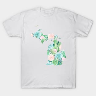 Aqua and Pink | Succulents Michigan Magnets and Stickers | Cherie's Art(c)2021 T-Shirt